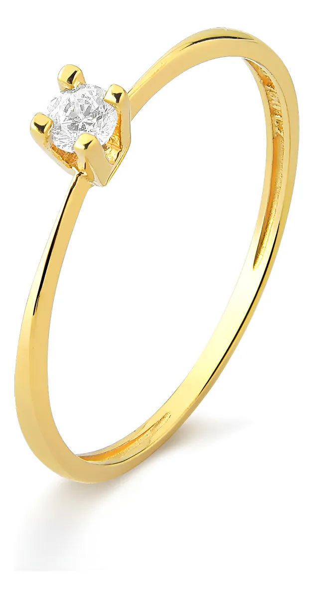 Anel Solitário Em Ouro 18k 750