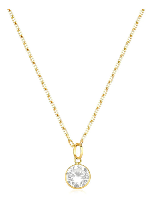 Colar Ponto De Luz Em Ouro 18k Elos Cadeado E 45cm Cor Branco