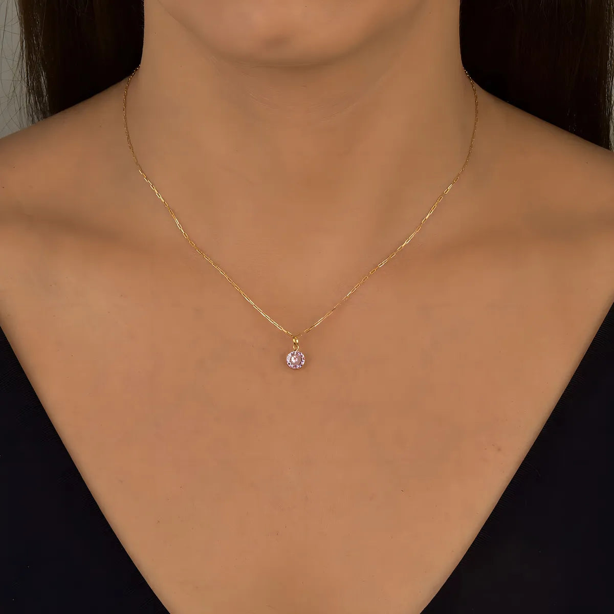 Colar Ponto De Luz Em Ouro 18k Elos Cadeado E 45cm Cor Rosa