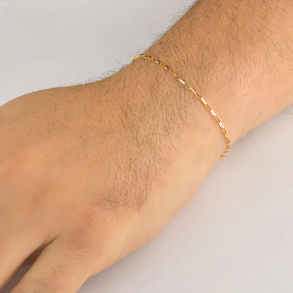 Pulseira Masculina De Ouro 18k Veneziana Longa Com 1.3mm Cor Amarelo Diâmetro 21 cm
