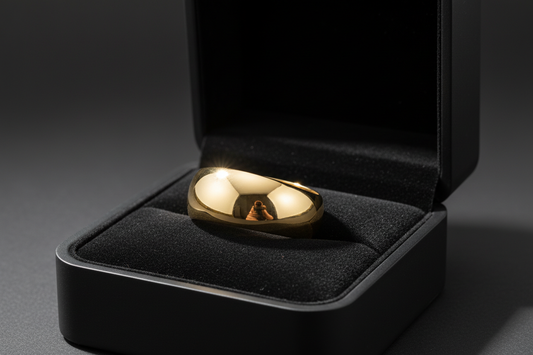 Anel Dourado Grosso NA CAIXA PRETA