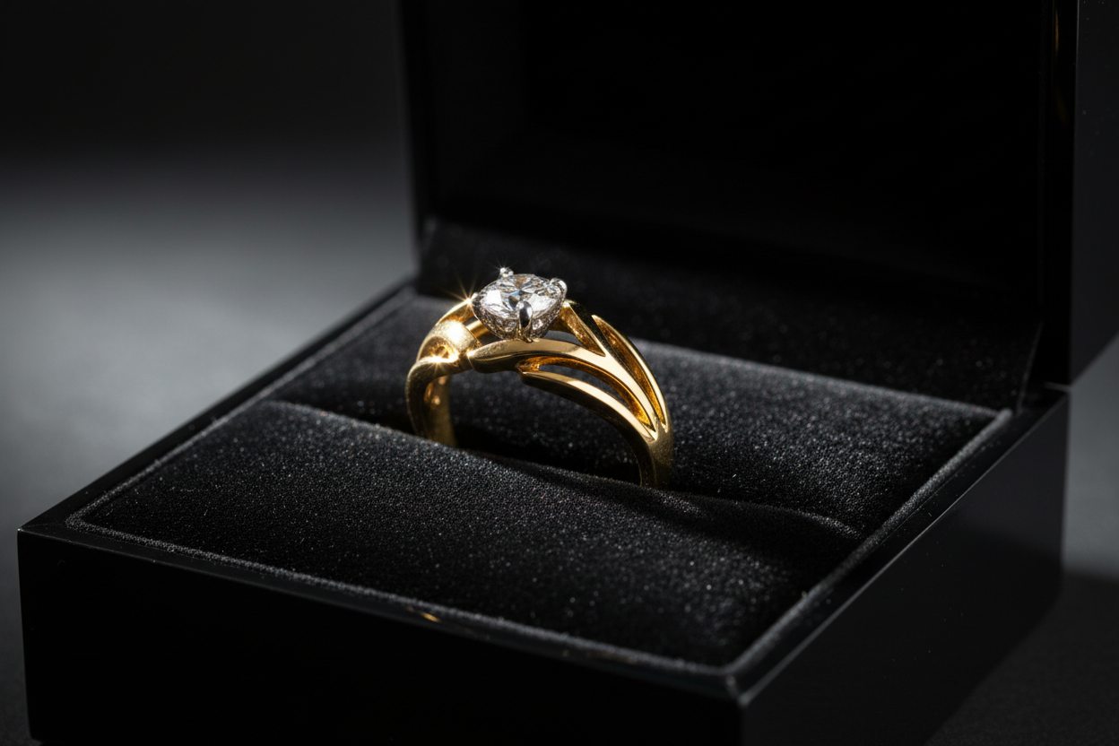 Anel Dourado Premium NA CAIXA PRETA