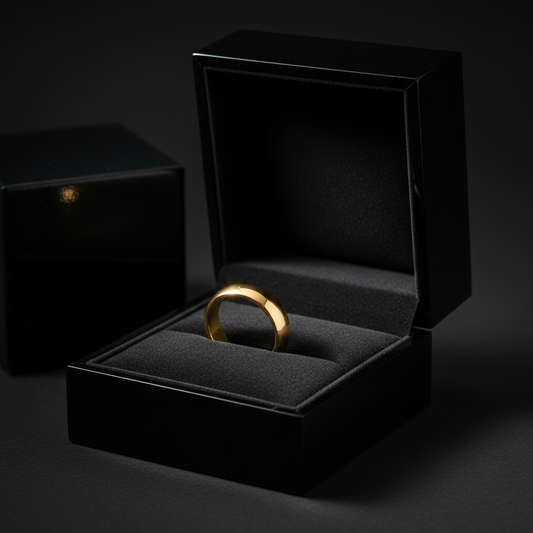 Anel Dourado Unissex NA CAIXA PRETA