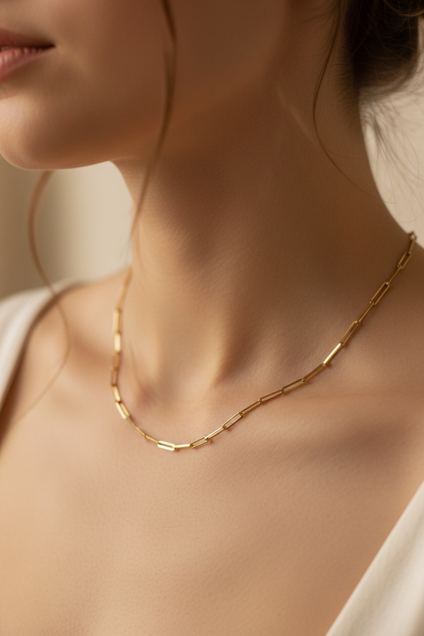 Corrente Dourada Feminina NO PESCOCO